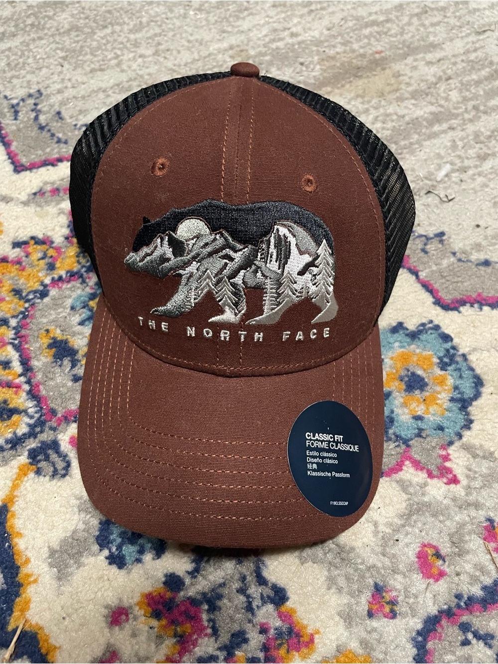 The North Face Brown and Black Trucker Hat with Bear Mountain Patch NWT